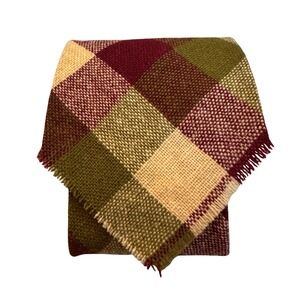 Saxony Pure Wool Tie Made in Scotland Plaid Burgundy Green Buffalo Check Wide
